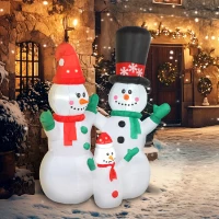 Outsunny Aufblasbar Schneemann Familie, 1,8 m Weihnachtsdeko mit LED-Beleuchtung für Innen- und Außenbereich(m-8)