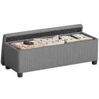 HOMCOM Sitzbank mit Stauraum, Polsterbank für Aufbewahrung, für Wohnzimmer, Schlafzimmer, Flur, Cordbezug, Grau(m-12)