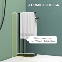 HOMCOM Handtuchhalter Stehend Handtuchständer mit 2 Stangen für Badezimmer, Badetücher Schwarz 35,5 x 20 x 78 cm(m-5)