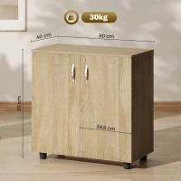 Vinsetto Two-Tier Locking Office Storage Cabinet - Oak(m-3)