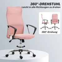 HOMCOM Ergonomischer Bürostuhl Höhenverstellbarer Drehstuhl mit Wippfunktion, Netzbespannung, 63 x 65 x 109-119 cm Rosa(m-5)