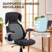 Vinsetto Sedia da Ufficio Ergonomica in Tessuto con Supporto Lombare e Altezza Regolabile, Nero(m-6)