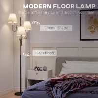 HOMCOM Floor Lamp, 165 cm Tall Standing Lamp with 3 Light and Foot Switch for Living Room, Bedroom, Bedside, Office, E27 Base Without Bulb (40W Max)(m-4)