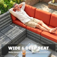 Outsunny Eight-Piece Rattan Sofa Set - Orange/Grey(m-6)