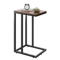 WLIVE C-Shaped Side Table, Built with Solid Metal Frame and Open Storage Design, Slim Structure Perfect for Small Spaces, Ideal for Living Room and Bedroom, Brown(m-2)