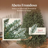 HOMCOM Árbol de Navidad Artificial de 210 cm con Ramas con Cremallera y Base en Metal Plegable Verde(m-5)