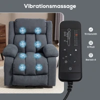 HOMCOM Fernsehsessel mit Aufstehhilfe Elektrisch Relaxsessel mit Liegefunktion, Massagefunktion, 93x91x103 cm, Dunkelgrau(m-5)