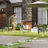HOMCOM Lot de 2 Mini Cages de Football Pliables avec Filet et Piquets d'Ancrage au Sol, Métal Époxy et Oxford, 90x36x60cm, Noir(m-4)