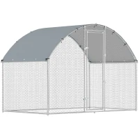 PawHut Gallinero para Exterior 2,8x1,7x1,9 m Cubierta de Tela Oxford Anti-UV Impermeable Pestillos para 5-8 Gallinas Plata(m-1)