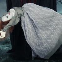 HOMCOM Halloween Animated Standing Witch with Floating Ghost Decoration with Rising and Falling Motion(m-13)