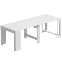 HOMCOM Tavolo Consolle Allungabile e Convertibile per 10 Persone, 96-240x90x78 cm, Bianco(m-1)