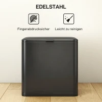 HOMCOM 8 L Mülleimer, freistehend oder hängend platzierbar, Edelstahl, Schwarz(m-7)
