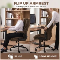 HOMCOM Office Chair, Ergonomic Desk Chair with Flip-up Armrest, Pocket Springs, Swivel Wheels, Adjustable Height, Brown(m-7)