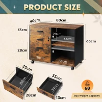 DEVAISE 3 Drawer Mobile File Cabinet,Wood Lockable Drawers Printer Stand with Open Storage Shelf fits A4 or Letter Size for Home Office, Rustic Brown(m-2)