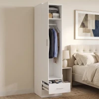 HOMCOM Armoire avec Tringle et Tiroir, Porte-Vêtements, Blanc(m-6)