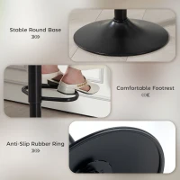 HOMCOM Lote de 2 Bancos de Bar, Altura Ajustável 62-83cm, Giratórias 360°, Assento Estofado, Encosto e Apoio para Pés, Cinza(m-4)