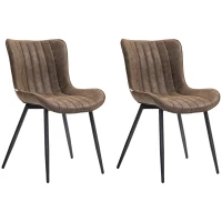 HOMCOM Lot de 2 chaises de salle à manger design moderne et capitonné pour salon, salle à manger, chambre à coucher, marron(m-11)