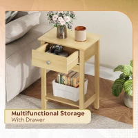 WLIVE Wooden Bedside Table, Nightstand with Shelf Drawer, Wooden Side Sofa Tables, for Small Spaces, End Tables for Living Room, Bedroom (1, Oak)(m-5)