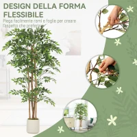 HOMCOM Pianta Artificiale di Baniano in PEVA e Legno con Rami Orientabili e Vaso Contenitore in PP e Cemento(m-6)