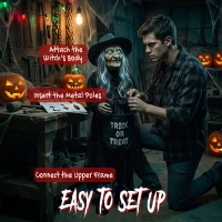 HOMCOM 94cm Animated Witch Halloween Decoration, Scary Halloween Animatronics Decor with Sound Touch Activated & Light Up Eyes(m-7)
