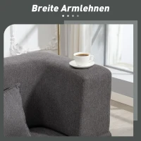 HOMCOM 2-Sitzer-Schlafsofa aus Schaumstoff, Schlafcouch mit breiten Armlehnen, 2 Kissen, 360 kg Belastbarkeit, Grau(m-7)