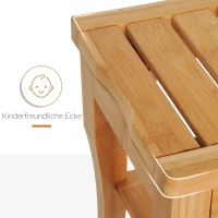 HOMCOM Duschhocker Badhocker mit Ablage Duschsitz Duschstuhl Badstuhl Badregal Bambus 47,5 x 26 x 44,5 cm Natur(m-6)