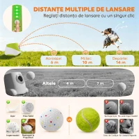 PawHut Lansator Automat de Mingi pentru Câini de Talie Mică și Medie, cu 3 Mingi, 3 Distanțe Reglabile, Verde(m-5)