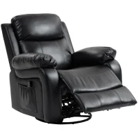 HOMCOM Massagesessel mit 8 Vibrationsköpfen, Relaxsessel, verstellbare Rückenlehne + Fußstütze, Schwarz(m-11)