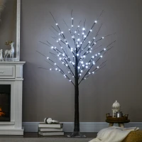 HOMCOM Árbol Luminoso LED Blanco Cálido 96 LEDs Uso Interior 150 cm Decoración de Navidad Marrón(m-11)