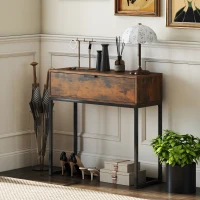 HOMCOM Konsolentisch Flurtisch mit Schublade, Industrie-Design, Flur Wohnzimmer, 80x30x76 cm, Schwarz(m-10)