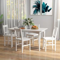 HOMCOM Conjunto de 4 Cadeiras de Sala de Jantar com Encosto de Ripas Estrutura de Madeira de Pinho 41x46,5x85,5 cm Branco(m-4)
