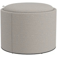 HOMCOM Hocker Polsterhocker, Leinen, versteckter Stauraum, umkehrbarer Deckel, 56cm x 56 cm x 42 cm, Hellgrau + Natur(m-1)