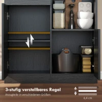 HOMCOM Küchenschrank, Buffet mit Schublade, Soft-Close Türen, 80 x 35 x 180 cm, Schwarz(m-5)