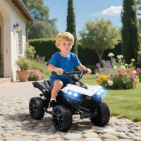 AIYAPLAY 6V Kids ATV, 4 Wheeler Electric Ride on Car with Music and LED Headlights, for Ages 18-56 Months Boys and Girls, White(m-10)