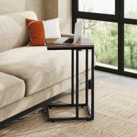 WLIVE C-Shaped Side Table, Built with Solid Metal Frame and Open Storage Design, Slim Structure Perfect for Small Spaces, Ideal for Living Room and Bedroom, Brown(m-4)