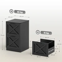 HOMCOM Gaveteiro de Escritório com 2 Gavetas, Ficheiros Suspensos para Formatos Carta/A4, Estilo Rústico, 40x40x71cm, Preto(m-3)