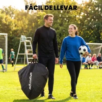 SPORTNOW Portería de Fútbol Pop-Up Plegable Red Portátil con Bolsa de Transporte 4 Piquetas en U y Varillas de Fibra de Vidrio(m-6)