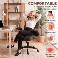 HOMCOM Office Chair, Ergonomic Desk Chair with Flip-up Armrest, Pocket Springs, Swivel Wheels, Adjustable Height, Brown(m-4)
