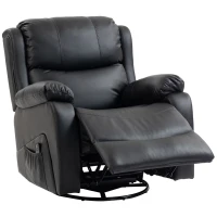 HOMCOM Massagesessel, Wärme- & Liegefunktion, Kunstleder, bis 150kg, 97x92x104cm, Schwarz(m-11)