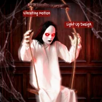 HOMCOM 170cm Animated Hanging Swing Ghost Halloween Decoration, Sound Touch Activated Ghost Halloween Animatronic(m-6)