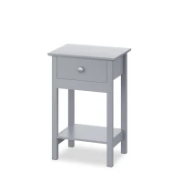 WLIVE Wooden Bedside Table, Nightstand with Shelf Drawer, Wooden Side Sofa Tables, for Small Spaces, End Tables for Living Room, Bedroom (1, Grey)(m-2)
