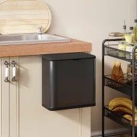 HOMCOM 8 L Mülleimer, freistehend oder hängend platzierbar, Edelstahl, Schwarz(m-12)