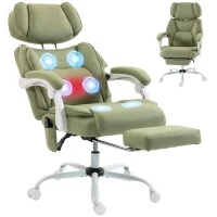 HOMCOM High Back Vibration Massage Office Chair Heated Reclining Computer Chair w/ Adjustable Height, Swivel Wheels, Lime Green(m-15)