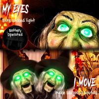HOMCOM 94cm Animated Witch Halloween Decoration, Scary Halloween Animatronics Decor with Sound Touch Activated & Light Up Eyes(m-4)