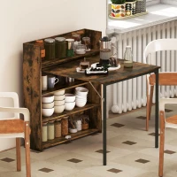 HOMCOM Esstisch Klappbar mit Regal, Industrie-Design, Platzsparend, Für Kleine Räume, 80x90x93cm, Rustikal-Braun(m-10)