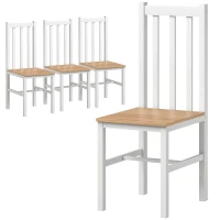 HOMCOM 4er-Set Küchenstühle Esszimmerstühle Stühle, Massivholz, modernes Design, 38, 5 cm x 47,5 cm x 99 cm, Natur(m-11)