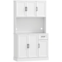 HOMCOM Küchenschrank, 180,5 cm, Vorratsschrank, Arbeitsfläche, Kabelloch, verstellbare Regale, MDF, Weiß(m-1)