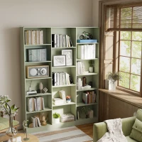 HOMCOM Estante 6 Níveis Prateleira de Armazenamento com 17 Compartimentos e Prateleiras Reguláveis 149x23,6x188 cm Verde(m-4)
