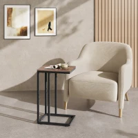 WLIVE C-Shaped Side Table, Built with Solid Metal Frame and Open Storage Design, Slim Structure Perfect for Small Spaces, Ideal for Living Room and Bedroom, Brown(m-1)