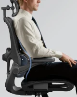 DEVAISE Ergonomic High Back Chair, Breathable Mesh Office Chair Featuring Dynamic Lumbar Support, Adjustable Headrest, 3D Armrests and 360° Swivel Function for Home Office, Black(m-6)